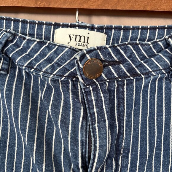 YMI Women's Denim Blue and White Striped Shorts Size 9/29 Preppy Beachy - Picture 2 of 9